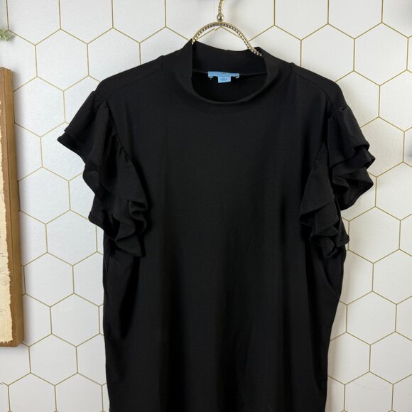 CeCe Black Mock Neck Ruffle Sleeve Blouse - Size - XL - Picture 6 of 6
